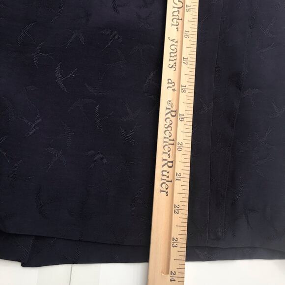Ann Taylor Pencil Skirt Womens 6P Navy Blue Sparrow Print Ruffe Faux Wrap - Picture 10 of 10
